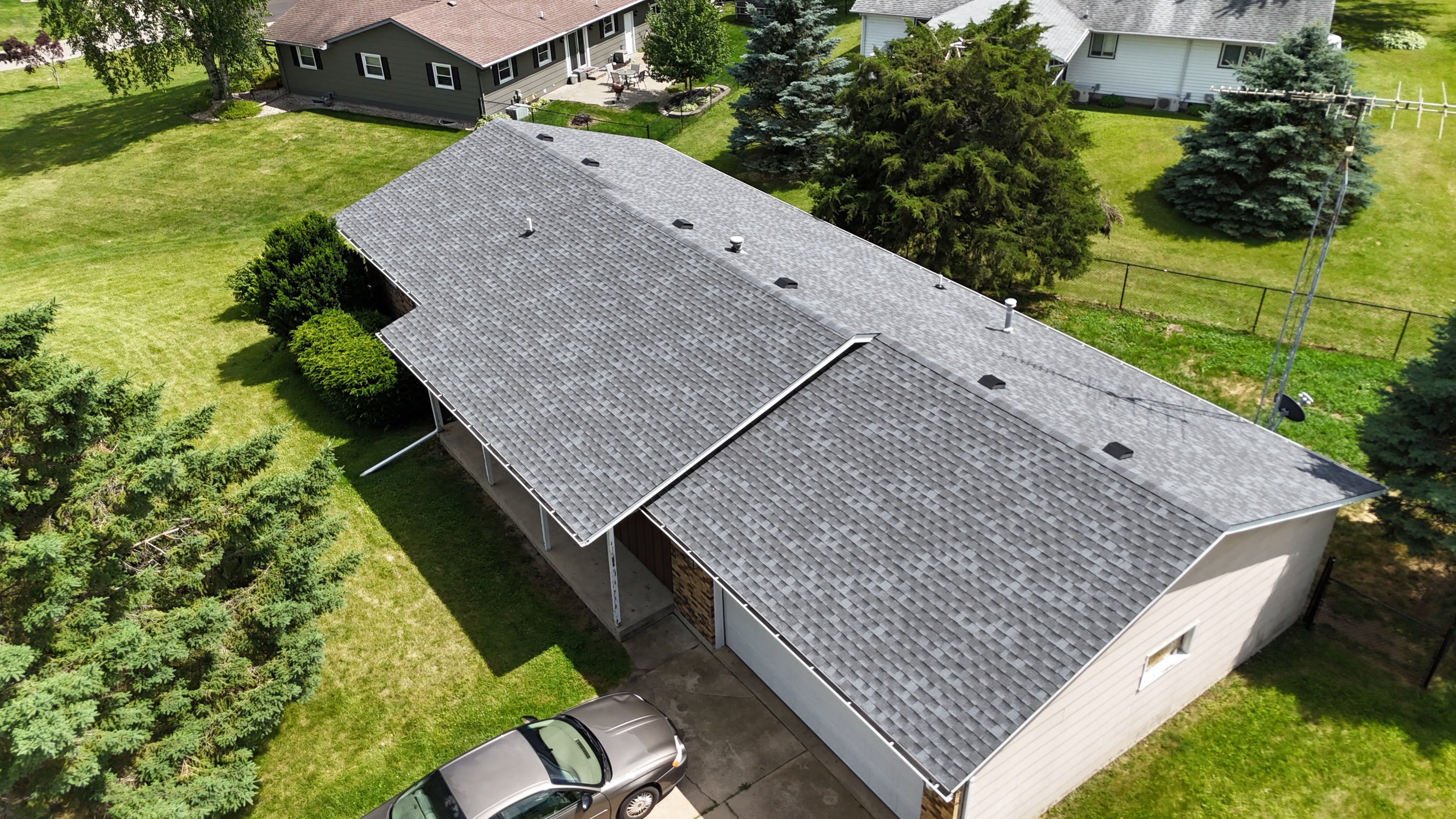 Completed home roofing project in Lena, IL by Precision Exteriors Inc.