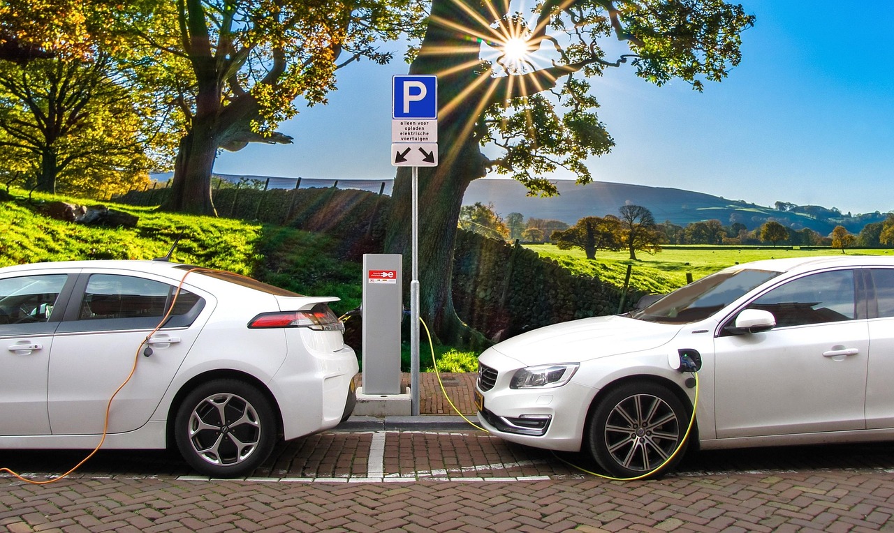 Electric cars being charged
