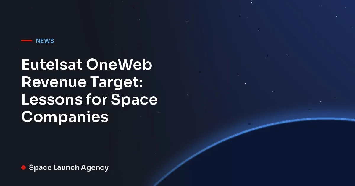 Title card reading Eutelsat OneWeb Revenue Target: Lessons for Space Companies, Space Launch Agency
