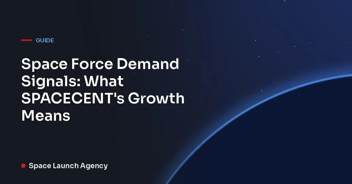 Title card reading Space Force Demand Signals: What SPACECENT's Growth Means, Space Launch Agency