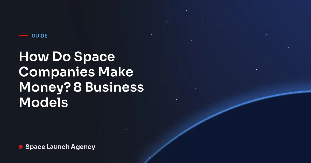 Title card reading How Do Space Companies Make Money? 8 Business Models, Space Launch Agency