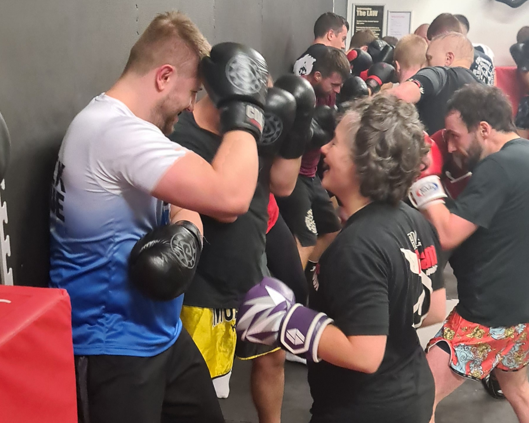Beginner practising self-defence kickboxing techniques