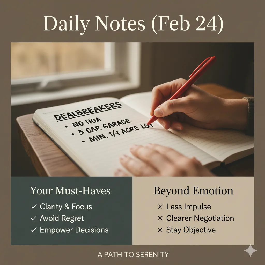 Daily Notes (Feb 24): The Power of the Pen—Why Writing Down Your Dealbreakers Prevents Buyer’s Remorse
