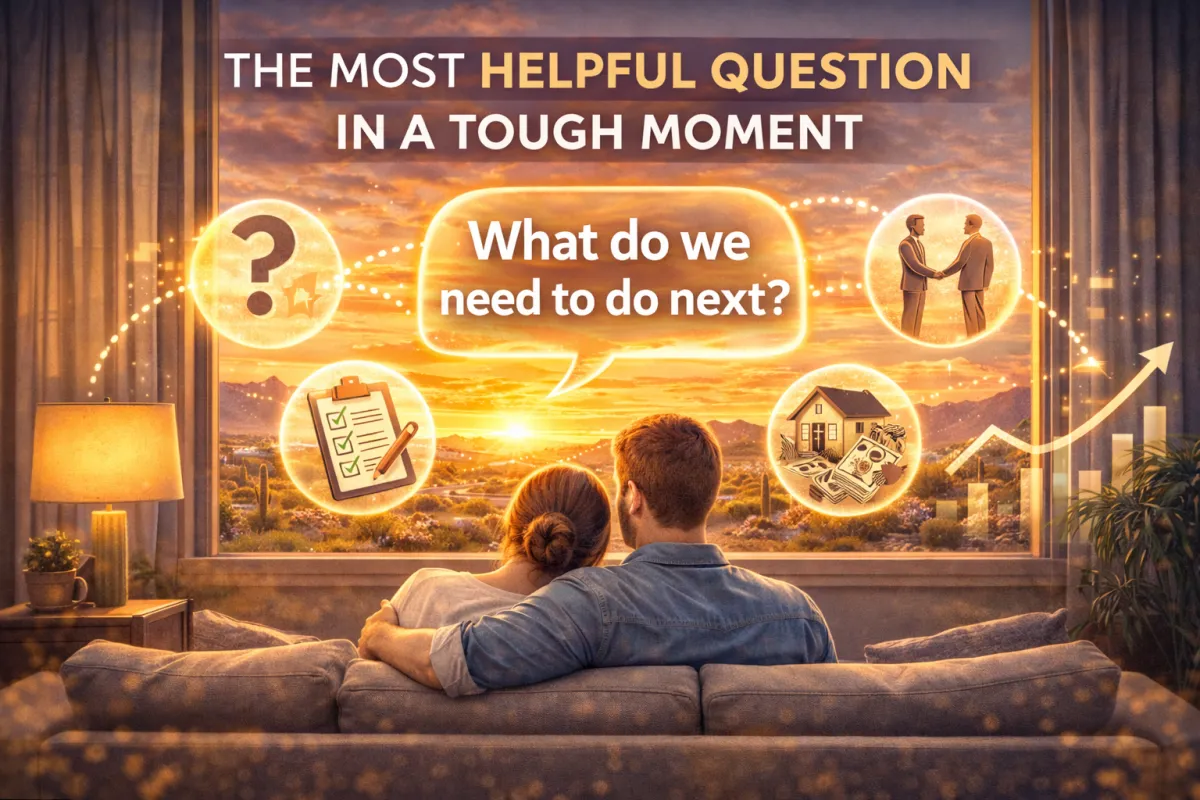 Modern hero image concept representing a tough life decision, with a calm central question guiding the moment toward clarity, reflection, and a better next step.