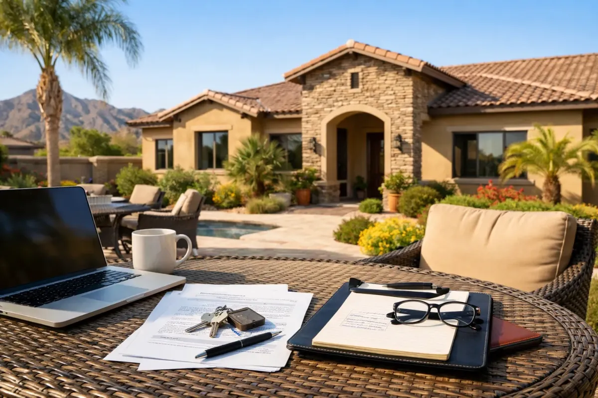 Person writing a real estate strategy plan for an Arizona home.