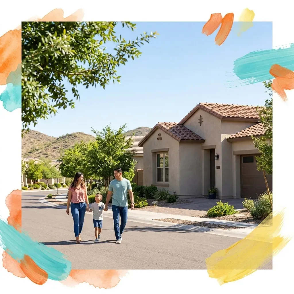 Relocating buyers touring a West Valley new home community near Phoenix.