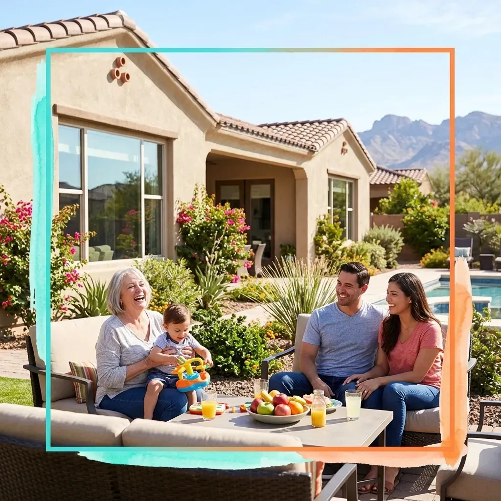 A "Sold" sign in front of a modern Arizona home.
