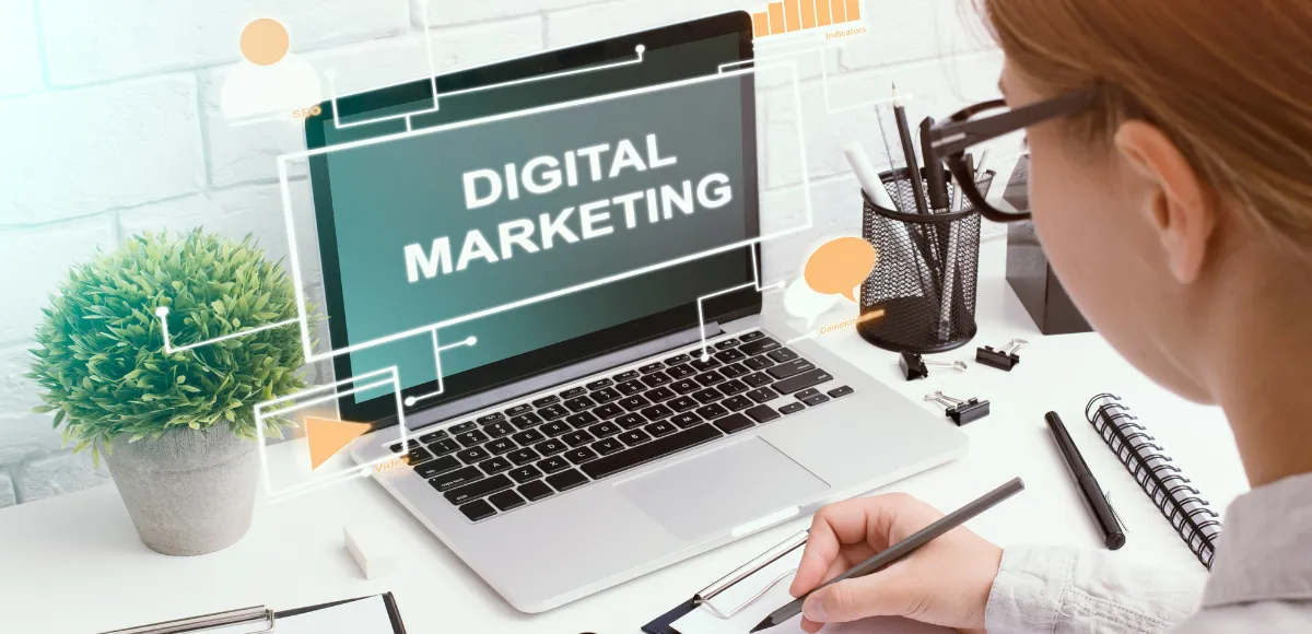 Woman looking at automation technology on a computer 