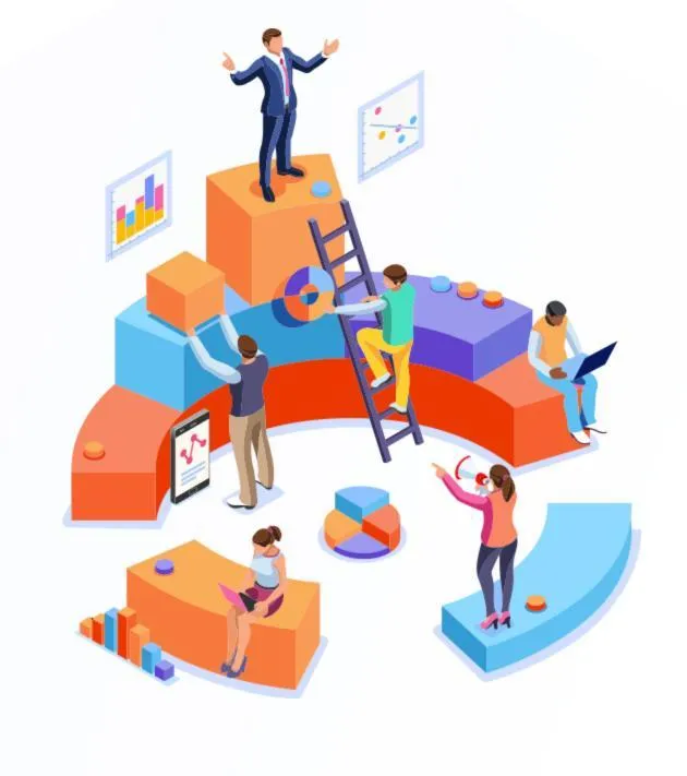 Team collaborating on business automation, analytics, and growth strategies using data-driven tools and digital solutions.
