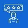 Customer review icon representing client satisfaction, testimonials, and trust.