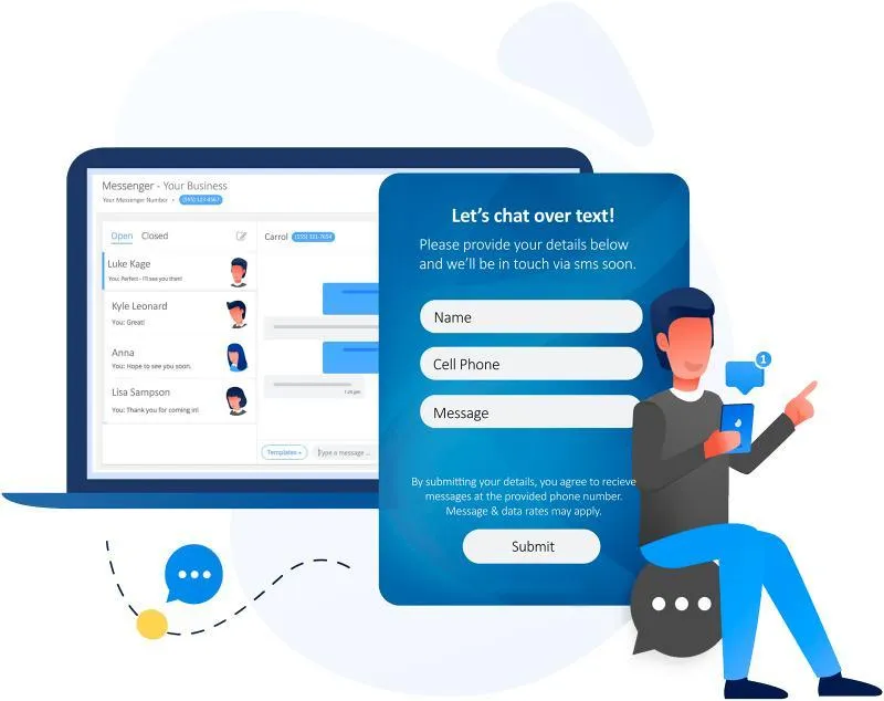 XpandTEK webchat solution enabling real-time customer messaging, lead capture, and automated SMS communication.