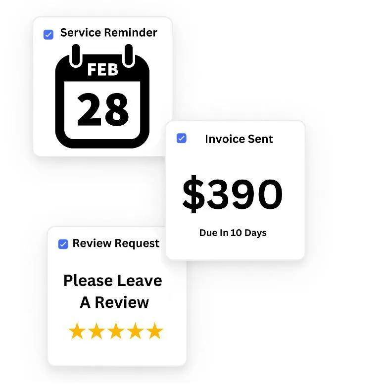 XpandTEK automation for service reminders, invoice management, and review requests to streamline business operations.