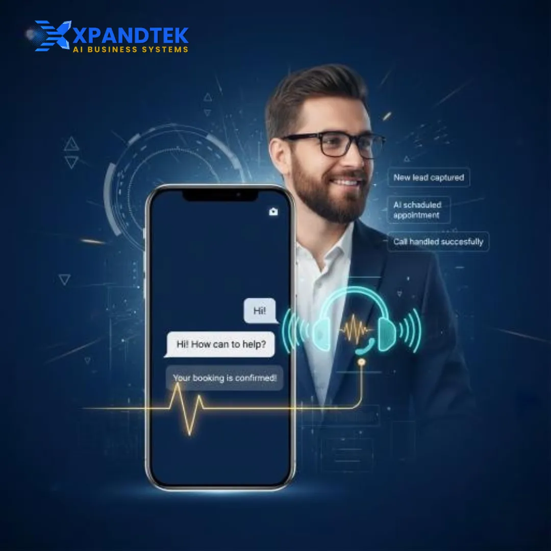 Three-step process showing how XpandTEK's Missed Call Text Back system works for home service businesses—auto-replying to missed calls and capturing leads.