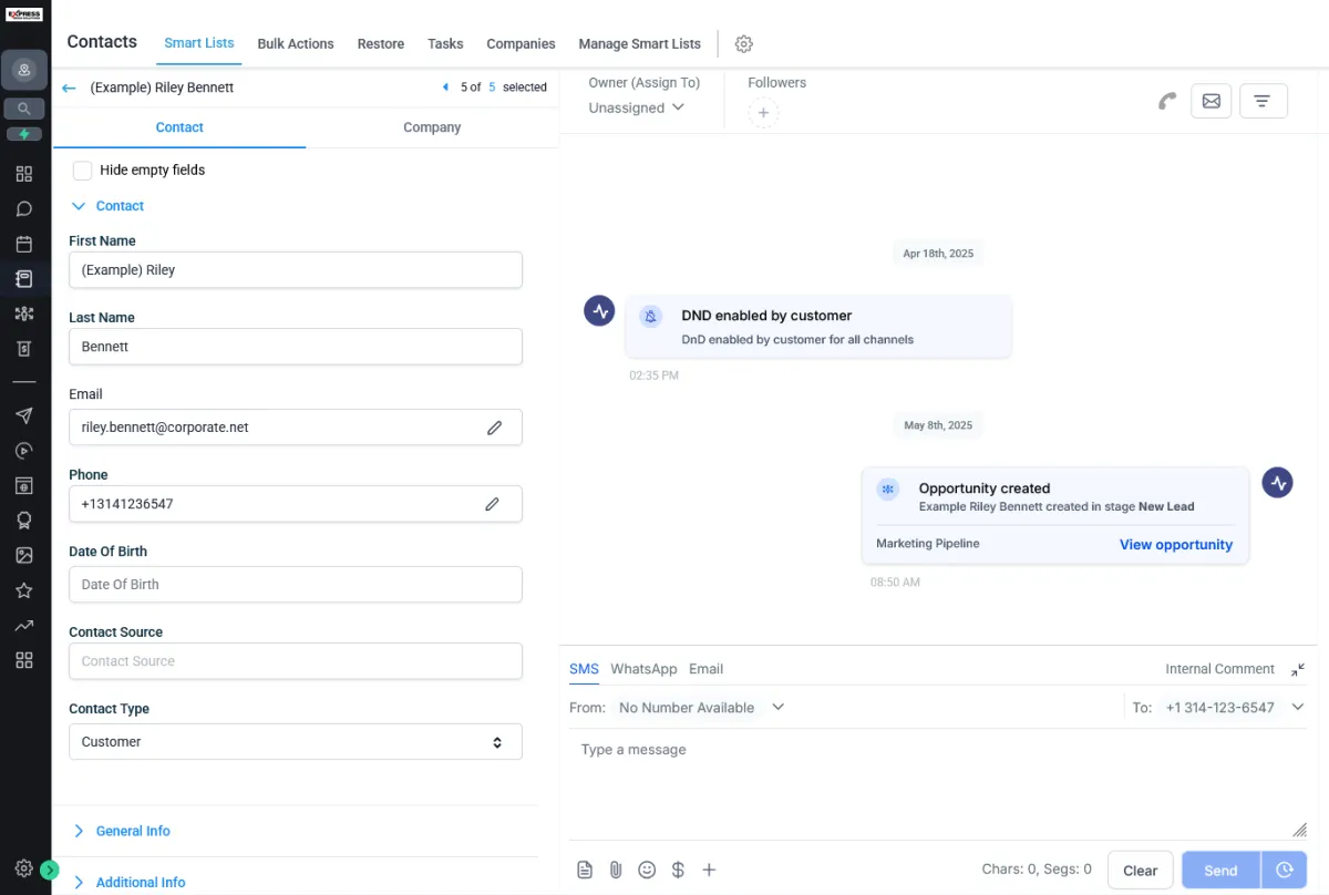 Lead full dashboard