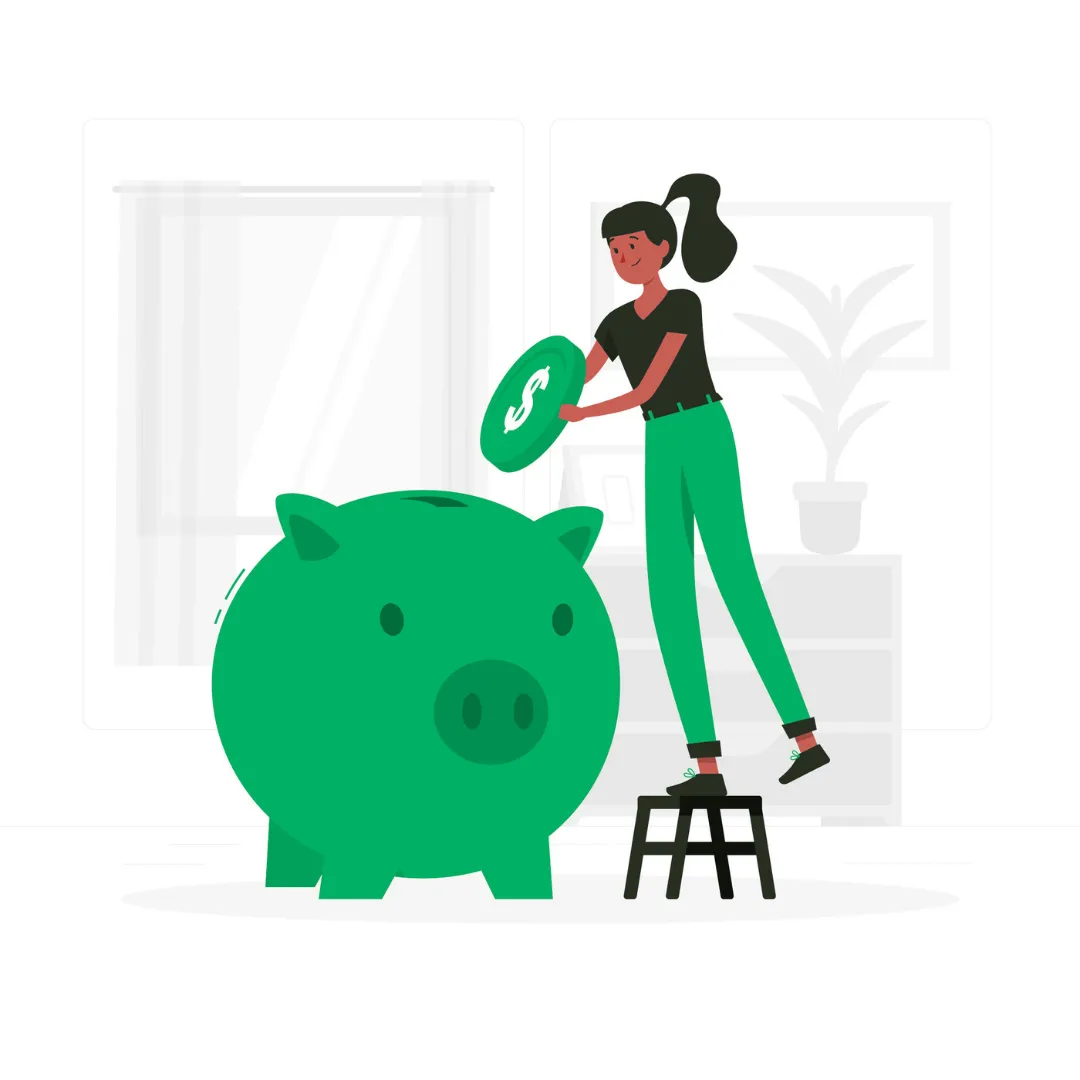 lady saving money in her piggy bank