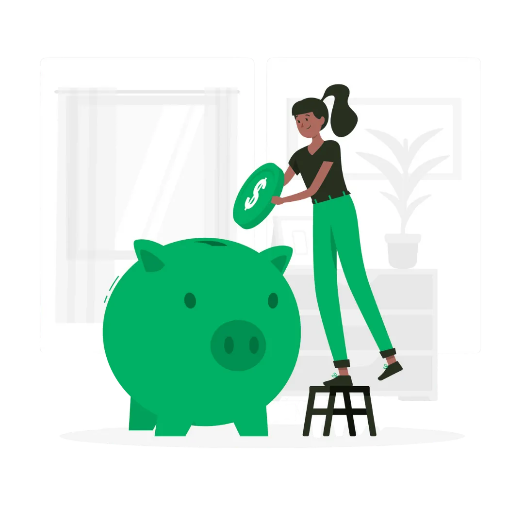 lady saving money in her piggy bank