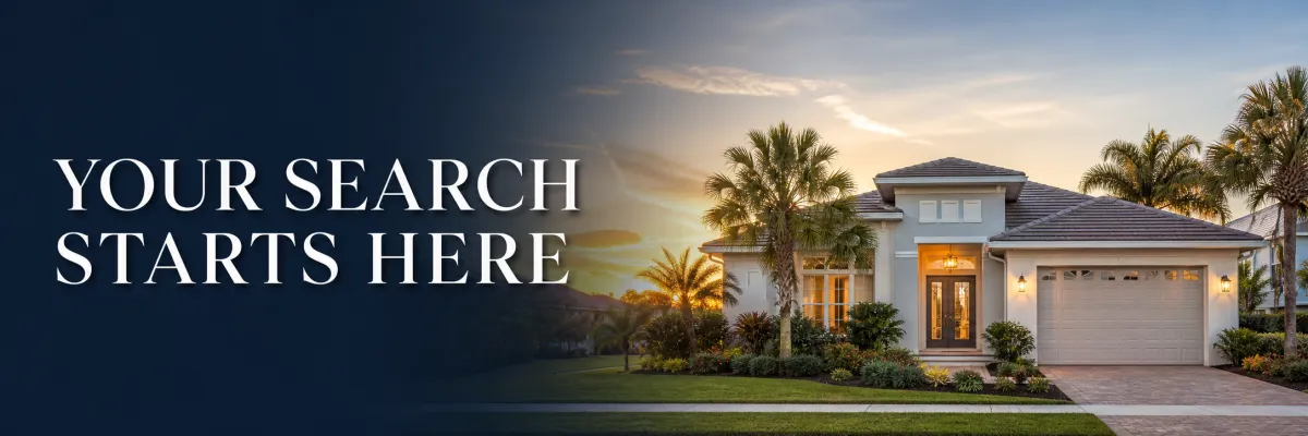 Team Driftmark Florida real estate buyer inquiry form featuring a welcoming Florida home at sunset