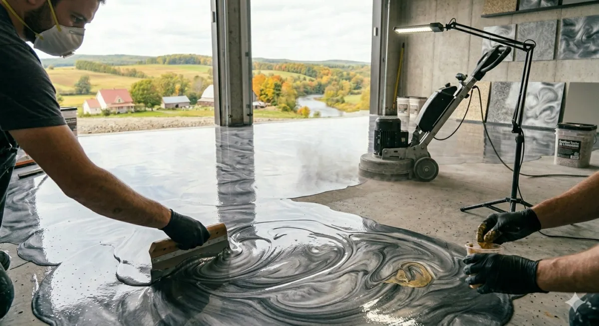 Plancher époxy de garage brillant à Québec