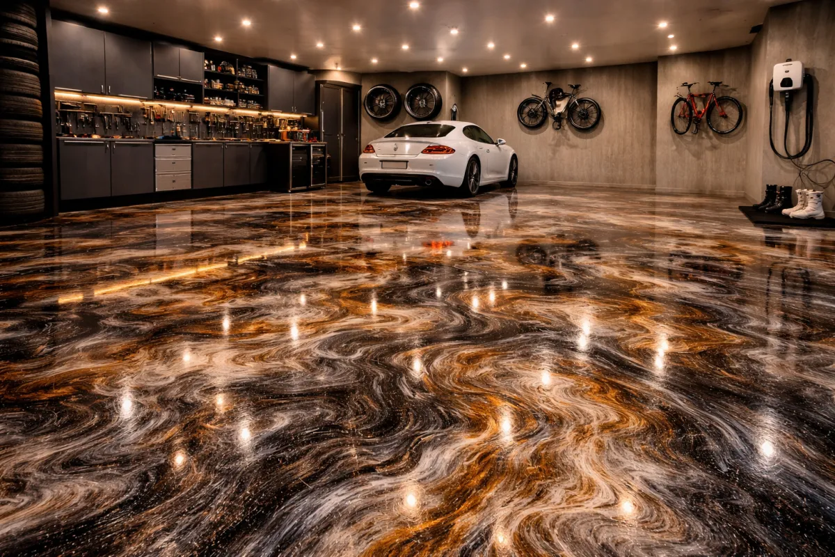 Équipe professionnelle de Construction Carl Breton inc. réalisant Plancher d’époxy pour garage