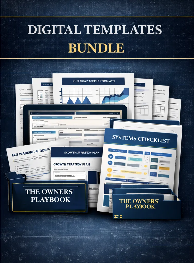 Digital templates bundle for The Owners’ Playbook with worksheets, plans, and checklists