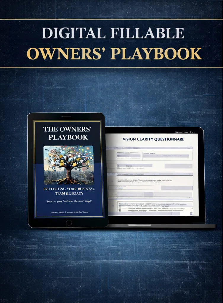 Digital fillable version of The Owners’ Playbook displayed on a tablet and laptop