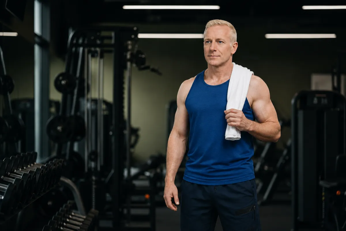 Man standing unsure in the gym