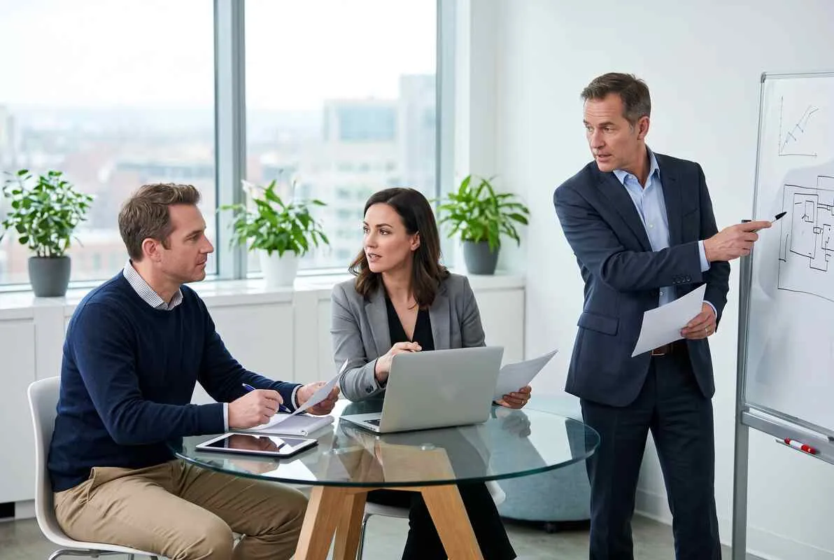 Greener Path Capital team reviewing a multifamily property plan