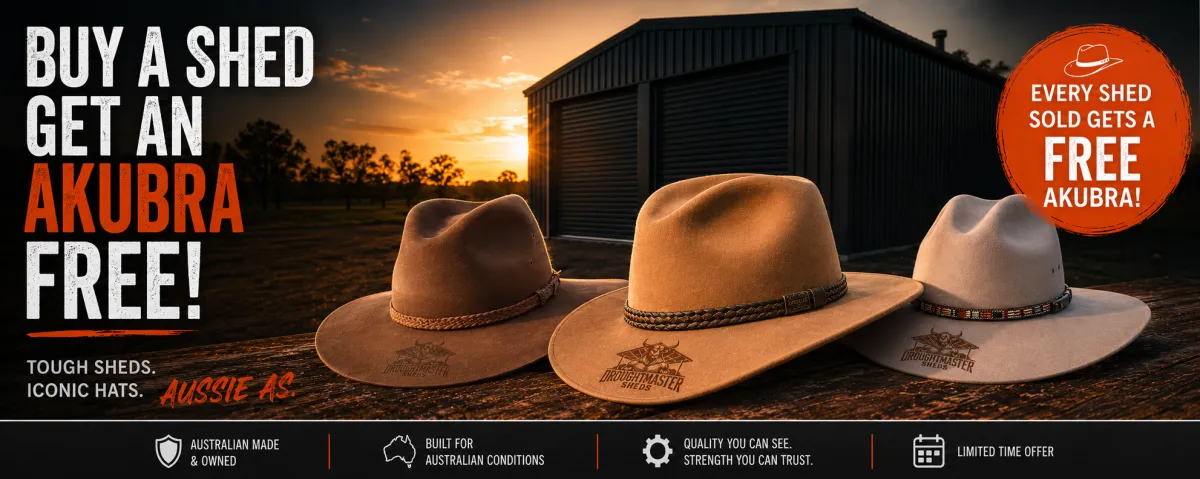 Genuine Akubra hat with laser-branded Droughtmaster Sheds logo