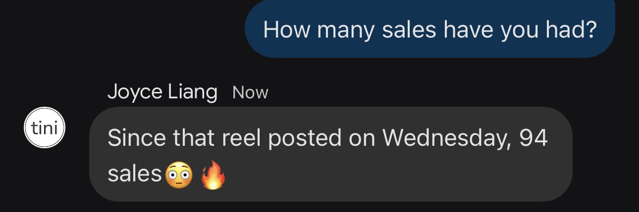 Chat screenshot showing initial sales