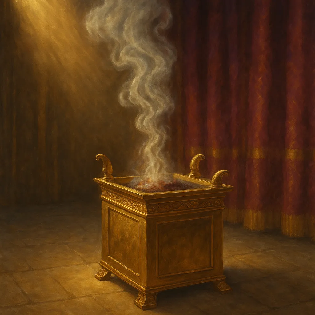 Alter of incense in ancient Hebrew sanctuary representing prayer