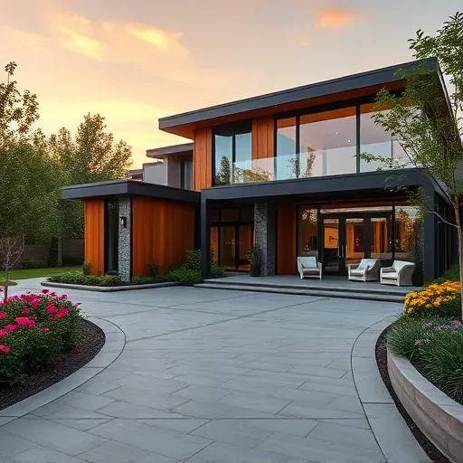 Modern kitchen and living area in Haltom City TX featuring sleek design, marble island, stainless steel appliances, and abundant light.