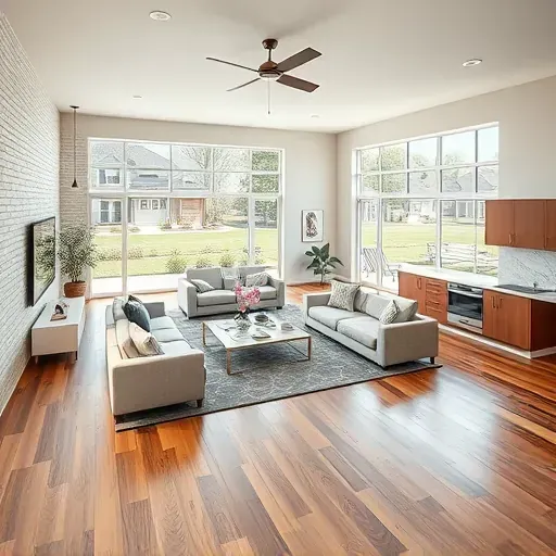 Beautiful renovated Prosper, TX home interior with modern open living, hardwood floors, sleek kitchen, and lush backyard views.