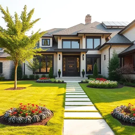 Completed home remodel in Southlake TX features modern architecture, landscaped yard, and stylish entrance.