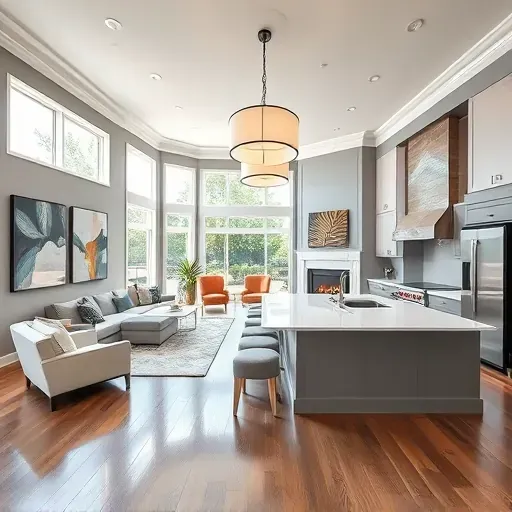 Modern living room in North Richland Hills TX featuring open-concept design, natural light, and elegant decor.