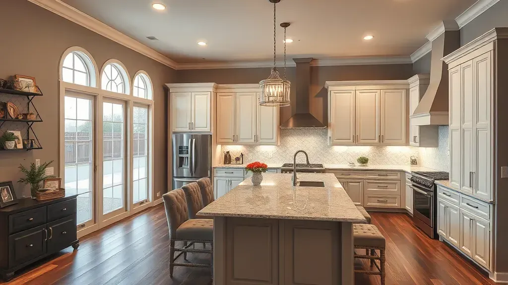 Home Remodeling in McKinney TX showcasing modern kitchen and living area design.