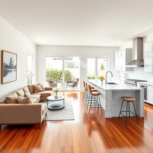 Modern kitchen remodel in Argyle TX features white cabinetry, dark granite, stainless appliances, and an inviting oak floor.