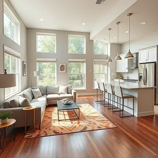 Showcase of a remodeled open-concept living space in Frisco TX with modern furnishings, natural light, and elegant design.