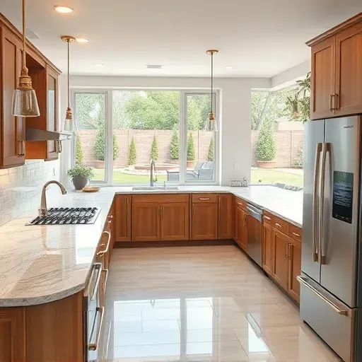 Remodeled Coppell living room with sleek furniture, neutral tones, hardwood floors, crown molding, large windows, and backyard view.