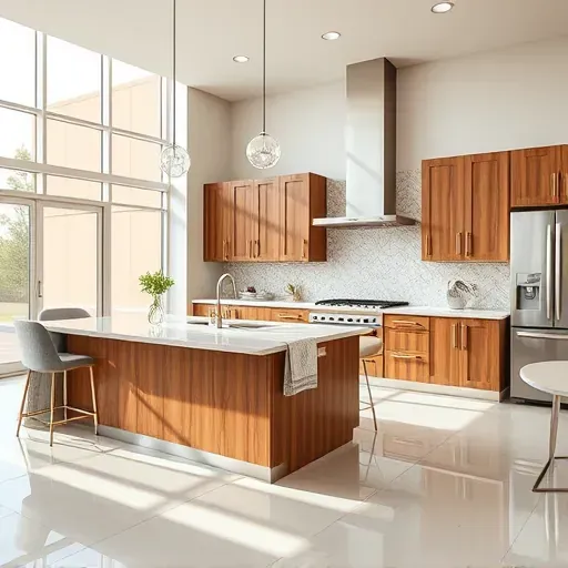 Modern renovated Arlington TX kitchen with quartz countertops, custom wood cabinets, stainless steel appliances, island, and natural light