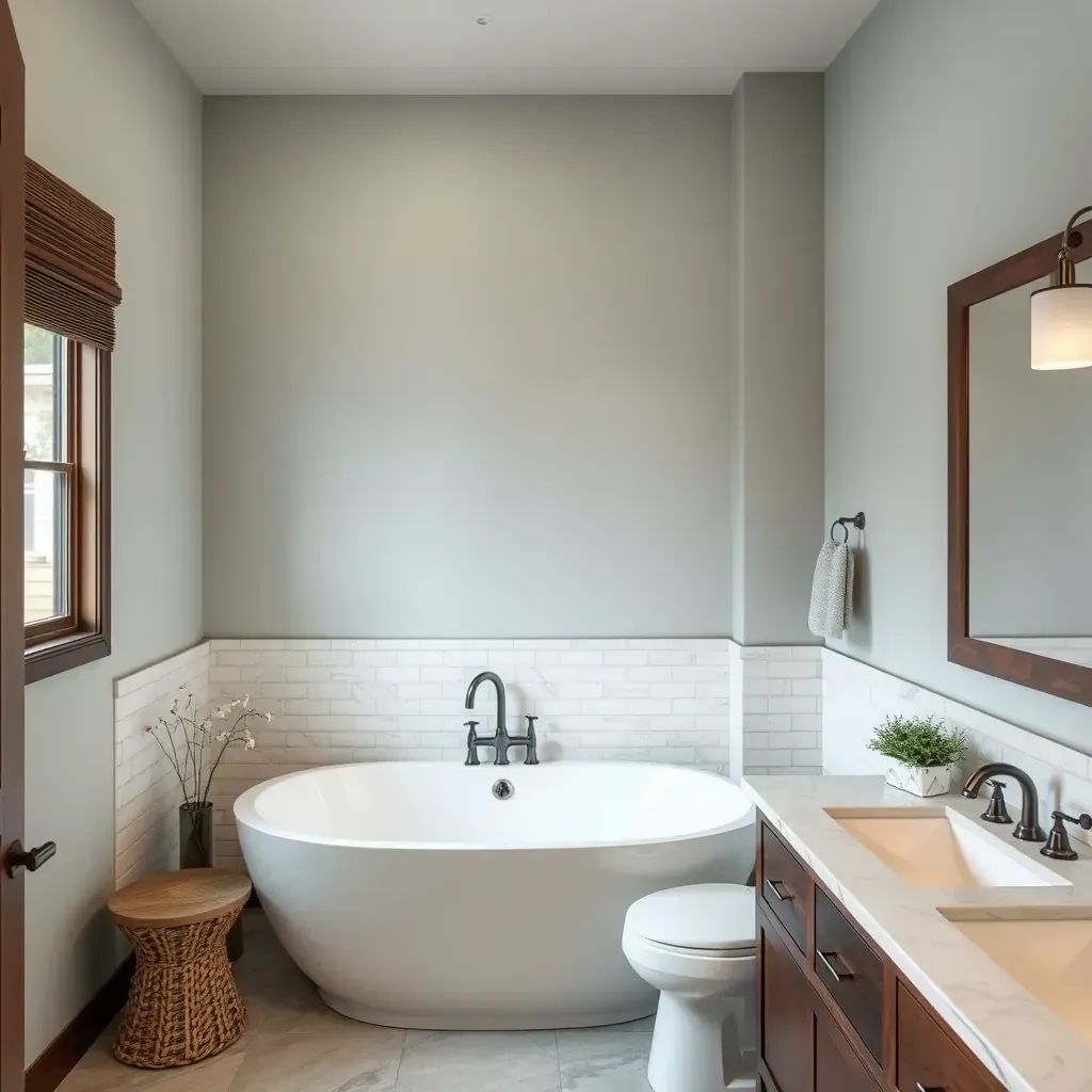 Detailed bathroom remodel in Bedford, TX, with modern fixtures, elegant tile work, and stylish lighting design.