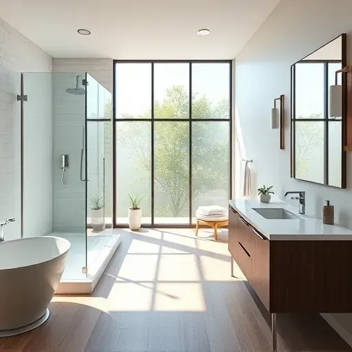 Remodeled bathroom in The Colony, TX with modern fixtures, glass shower, freestanding tub, natural light, and polished decor.