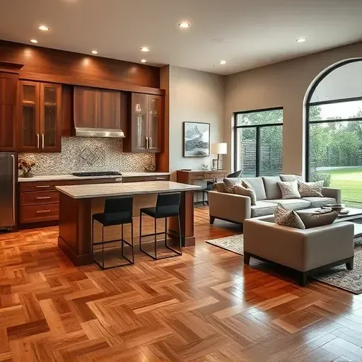 Beautiful Grand Prairie kitchen remodel with walnut cabinetry, quartz countertops, modern appliances, and inviting ambiance.