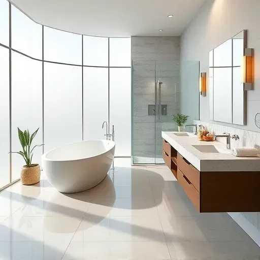 Renovated Arlington TX bathroom with modern design, natural light, marble countertops, and minimalist elegance.