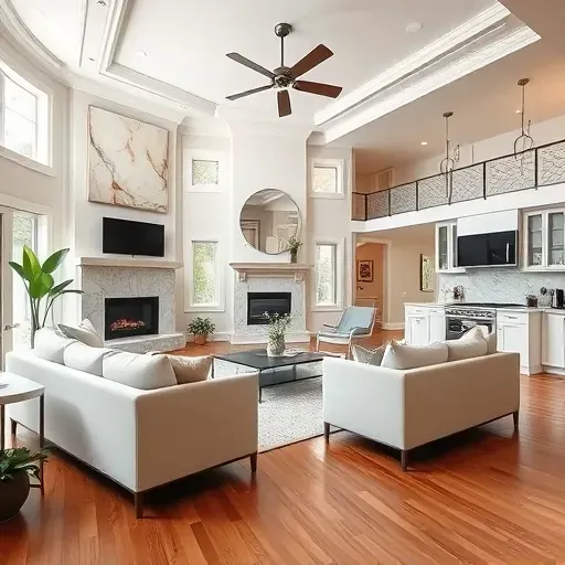 Recently remodeled Farmers Branch, TX home featuring a modern living room with wooden floors, stylish furniture, and natural light.
