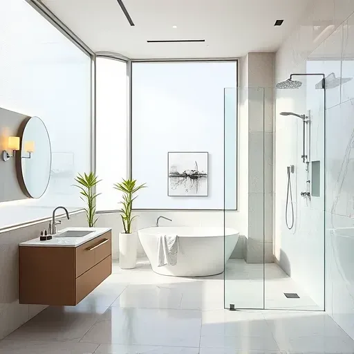 Renovated bathroom in Allen TX featuring modern design, bright natural light, elegant tiles, and stylish fixtures.