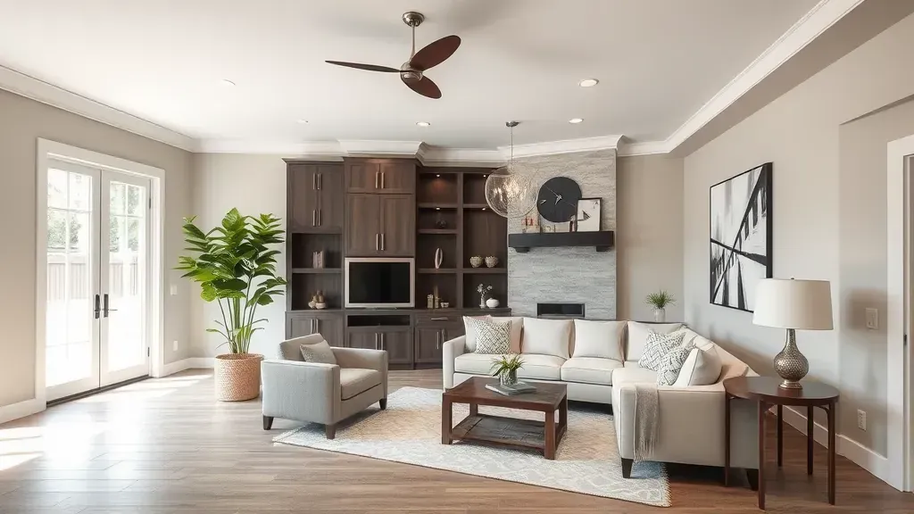 Stunning modern home in Denton, TX with brick and siding exterior, lush landscaping, large windows, and a tranquil neighborhood.