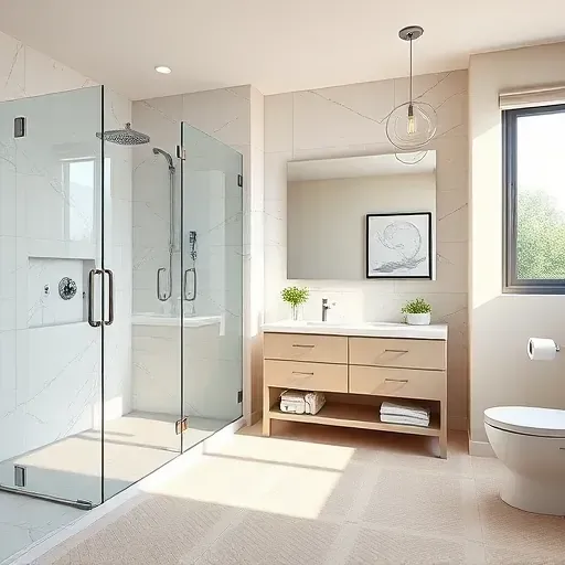 Recently remodeled bathroom in The Colony TX features modern design, walk-in shower, marble tiles, and stylish fixtures.