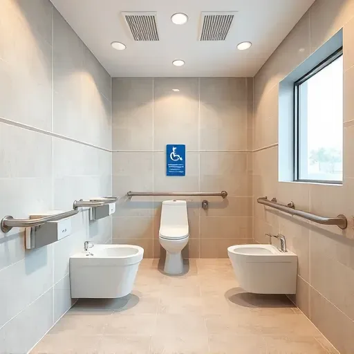 Accessible ADA bathroom in Arlington TX with modern fixtures, non-slip tiles, natural light, and safety features