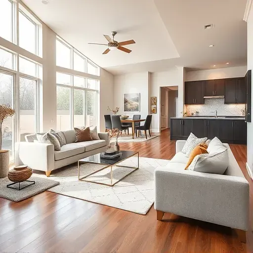 Modern renovated Frisco, TX home interior featuring open living, hardwood floors, large windows, sleek kitchen, and outdoor patio.