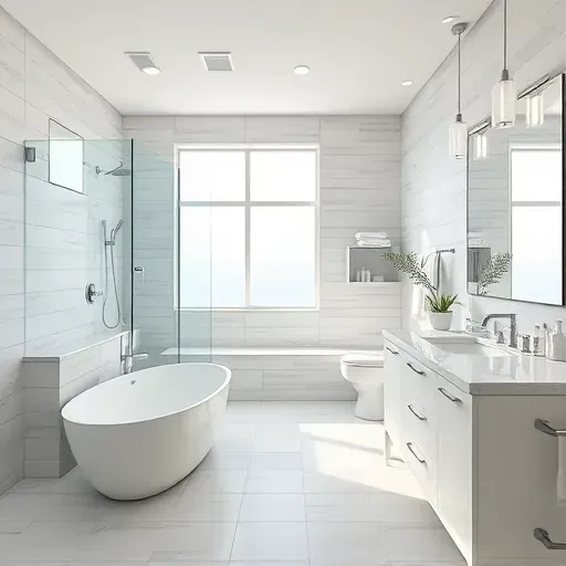 Freshly remodeled Euless bathroom with walk-in shower, freestanding tub, marble vanity, and inviting natural light.